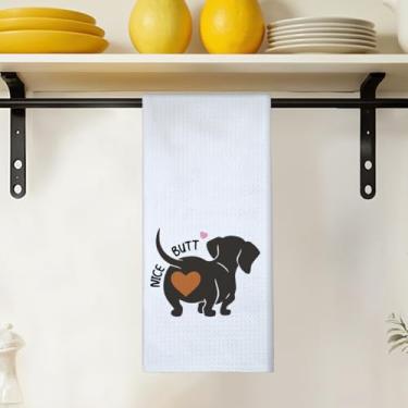 Imagem de Toalhas de cozinha decorativas Dachshund 40 x 61 cm, presentes de salsicha para cães, toalhas de chá, presentes Weiner Dog Doxie Toalha de mão para cozinha e banheiro