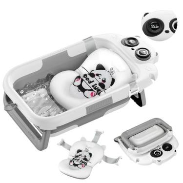 Imagem de Banheira de bebê LAUJIA dobrável com termômetro cinza