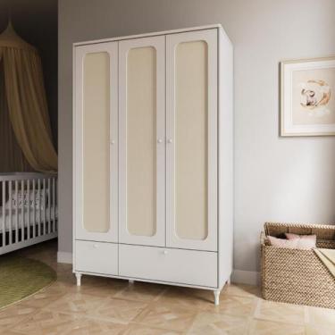 Imagem de Guarda-Roupa Infantil Branco Rattan Provençal Fofura Divicar, branco