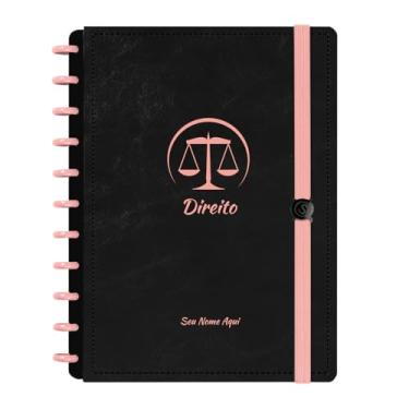 Imagem de Caderno De Disco Iscool Inteligente Personalizado 80 Folhas Profissões Preto Rosê Direito Grande G