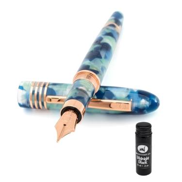 Imagem de Monteverde Caneta-tinteiro USA Blue Mountain – Ponta extrafina com frasco de tinta grátis de 15 ml – Caneta de escrita de luxo Mountains of the World, presente para colecionadores, profissionais e