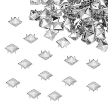 Imagem de PATIKIL Pregos de metal de 10 mm, 400 peças, contas quadradas, rebites de cabeça de prego, tachas para artesanato, couro, roupas, cinto, sapatos, prata, prata