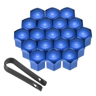 Imagem de PATIKIL Tampas de parafuso de tampa de porca de roda de 17 mm, pacote com 20 capas de porca de pneu de carro universal com pinças para vários carros, caminhões, SUV, ATV, RVs, azul