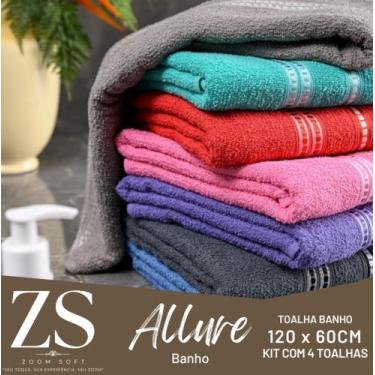 Imagem de Kit C/ 4 Toalhas De Banho - Zoom Soft - 120 Cm X 60 Cm - 100% Algodão 