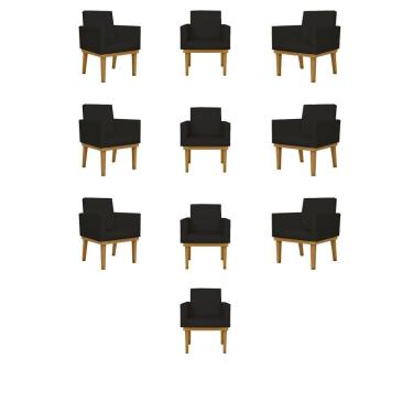 Imagem de Kit 10 Cadeiras Courino Cor preto