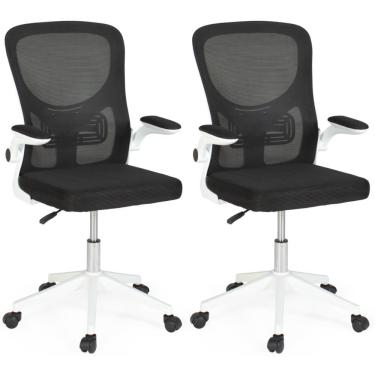 Imagem de Kit 2 Cadeiras De Escritório Giratória Mônaco Com Relax E Regulagem De Altura - Preto