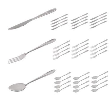 Imagem de Jogo 36 Talheres Garfo Colher Faca Inox Polido Luxo - DONA LAURA