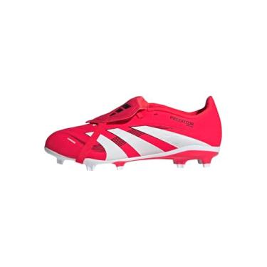 Imagem de adidas Tênis infantil League Predator Fold-Over Tongue Firm Ground, Vermelho lúcido, branco/preto, 13 Little Kid