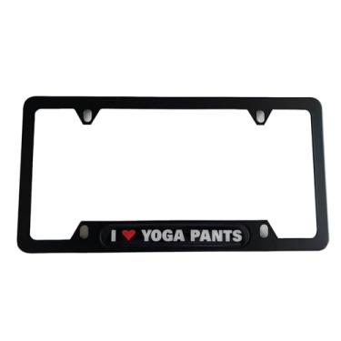 Imagem de AJSDFGSH I Love Yoga Pants Capa de moldura de placa de licença de aço inoxidável sexy garotas gostosas JDM Girl Drift preto caminhão acessórios para carro 1 peça, SHFG24