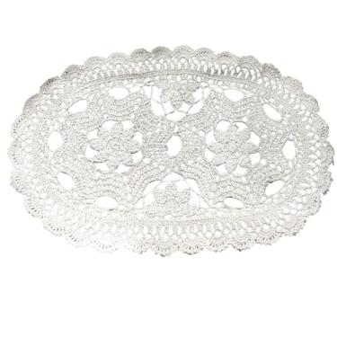 Imagem de Toalha de mesa de crochê estilo country oca de renda, capa de cômoda elegante, feita à mão de algodão - decoração rústica de casa de fazenda, perfeita para mesa de corredor, 50 x 30 cm