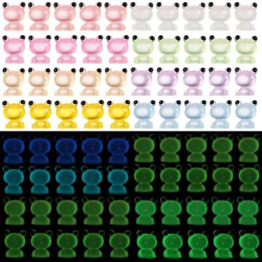 Imagem de Mini sapos 200 peças que brilham no escuro, decorações minúsculas para casa de bonecas, ornamentos fofos de animais em miniatura para paisagem de musgo, artesanato luminoso DIY jardim de sapo em