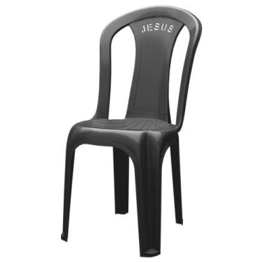 Imagem de Cadeira plástica sem braço bistrô - Jesus (Preto) - Solplast, Preto