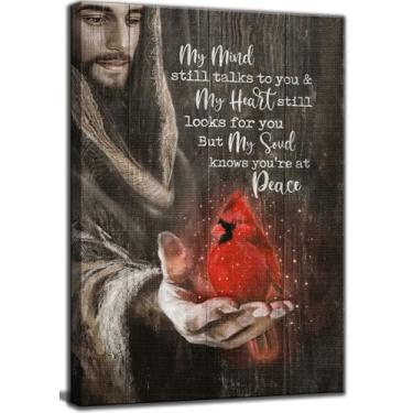 Imagem de Jesus Cardinal Canvas Wall Art God Christian Decor Red Birds Cardinal Pictures Wall Decor Sala de Jantar Quarto Escritório Igreja Sala de Oração Impressão Pintura Arte Decoração de Casa