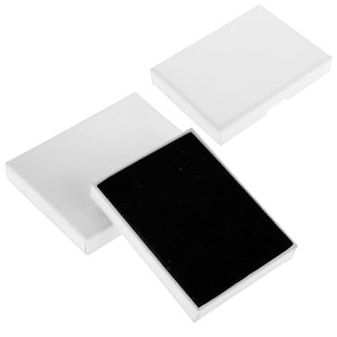 Imagem de Tweruna Pacote com 2 caixas de presente pequenas, caixas de joias de papelão branco, 9 cm x 7 cm, caixa organizadora de joias para colares, pulseiras, brincos, anéis