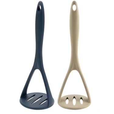 Imagem de Triturador de batata de silicone seguro para alimentos, espremedor de batata duas peças, esmagador de batata peça única com orifício para pendurar, feijão, frutas fáceis de limpar, abacate, arroz