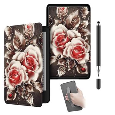 Imagem de Akacy Capa protetora de couro PU com estampa pintada com alça de pulso para Kindle Paperwhite 6,8 (Geração 2021), fina e leve, à prova d'água (5)