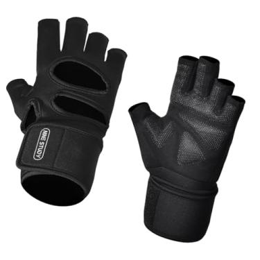 Imagem de oshhni Luvas de treino para levantamento de peso, sem dedos, antiderrapantes e respiráveis, ideais para musculação, ciclismo e exercícios na academia, M