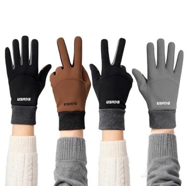Imagem de Luvas de inverno para tela sensível ao toque, luvas térmicas de ciclismo para esportes ao ar livre, montanhismo, fotografia, preto e cinza (preto)