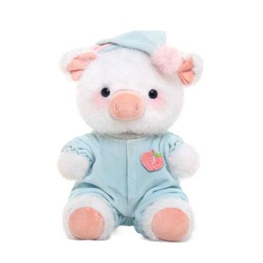 Imagem de Boneca de brinquedo de pelúcia Soft Cartoon Pig 23,5 cm com pijama azul