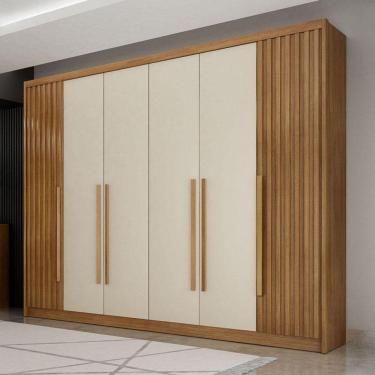 Imagem de Guarda Roupa Casal Ripado Ambiente Bragança 6 Portas 6 Gavetas Cumaru 25 Fendi - Horizonte