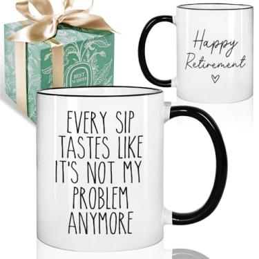 Imagem de Presente de aposentadoria para mulheres e homens - Caneca de café divertida para aposentados - Caneca Not My Problema, Presentes de aposentadoria para colegas de trabalho, colega, chefe, amigo, mãe