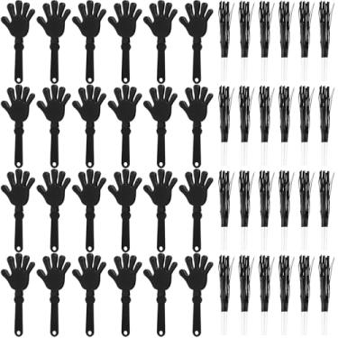Imagem de ZCYSRLQIN 48 Pcs New Years Eve Party Noisemakers Supplies New Year Party Kit Includes 24 Hand Clappers 24 Metallic Fringed Party Blowers for 2026 New Years Party Supplies (Black)