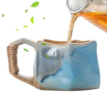 Imagem de Canecas de grés,Caneca de grés | Caneca de cerâmica 250ml Xícaras de café de formato irregular | Caneca estética portátil de cerâmica artesanal para bebida quente, café, chá, suco, leite