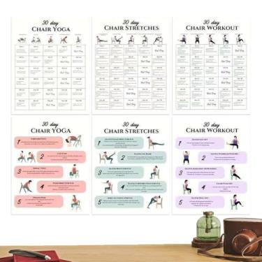 Imagem de Cadeiras de ioga para adultos | Cartões de fitness de 30 dias, exercícios para idosos - para adultos, viagens, trabalho, família, amigos, esportes, esportes, academia, musculação, musculação