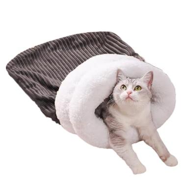 Imagem de Saco de dormir para gatos, caverna macia e quente para filhotes | Cama de caverna para gatinhos, para pais de animais de estimação, clima frio, inverno, sala de estar, quarto, apartamento