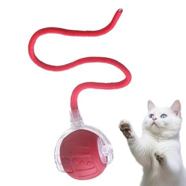 Imagem de Bola de brinquedo para gatos | Brinquedo automático para gatos, bola elétrica silenciosa inteligente com corda traseira para exercícios internos e externos, alívio do tédio, simulação de caça