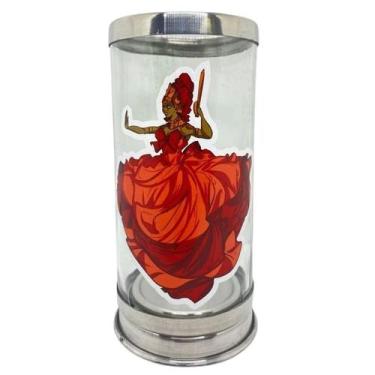 Imagem de Suporte Vela 7 Dias 18 Cm Iansã Vermelha Vidro Alumínio - Bialluz Pres