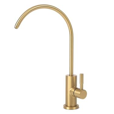 Imagem de Heaorld Torneira de água potável ouro escovado, torneira de filtro de água para pia de cozinha, torneira RO sistema de osmose reversa, sem folga de ar, aço inoxidável 304