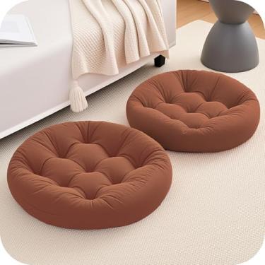 Imagem de Tikuns 4 almofadas de chão para adultos, almofadas de meditação, almofada redonda grande para sentar para sala de estar (4, marrom, 56 x 56 cm)