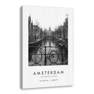 Imagem de Pôster de cidade preto e branco - impressão de viagem Roma Las Vegas Veneza Paris Sydney Amsterdã Amalfi Sanfrancisco Pintura em tela impressões de paisagem da cidade do mundo imagens de parede pôster
