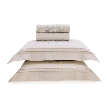 Imagem de Jogo de Lençol King Paula Karsten Percal 300 Fios 100% Algodão Egípcio Estampado Cama Dobra Feita 4 Peças