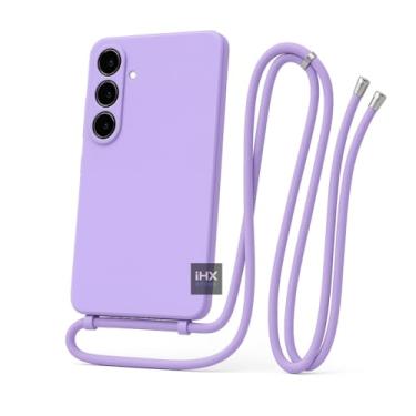 Imagem de Capa Case Capinha Para Samsung Galaxy A36 Silicone Com Cordão Alça De Pescoço Ajustável Veludo Premium (LILÁS)