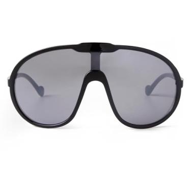 Imagem de SDINM Óculos de sol retrô grandes para mulheres e homens, moda vintage, anos 70, grande, grande, escudo, peça única, aviador, óculos de sol, Armação preta/lente prateada clara, Large