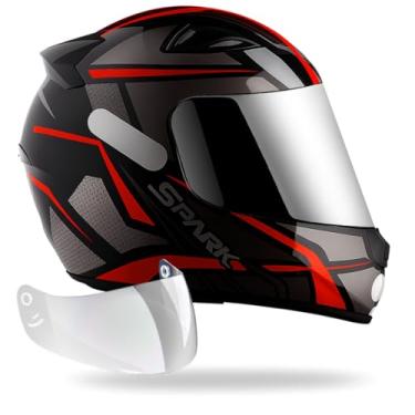 Imagem de Capacete Fechado Spider Ebf Vermelho C/Viseira Cromada Extra (56)