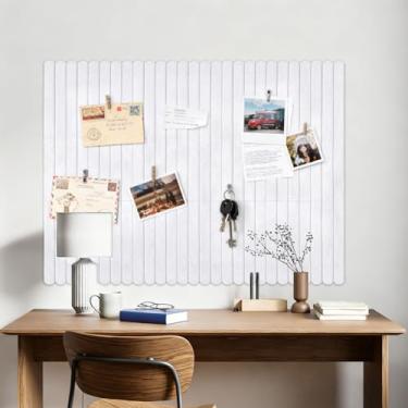 Imagem de Quadro de avisos grande de feltro 119 cm x 89 cm, quadro de cortiça para paredes, pacote com 12 com 60 abas adesivas removíveis seguras, placas de feltro para sala de aula de escritório em casa com 50