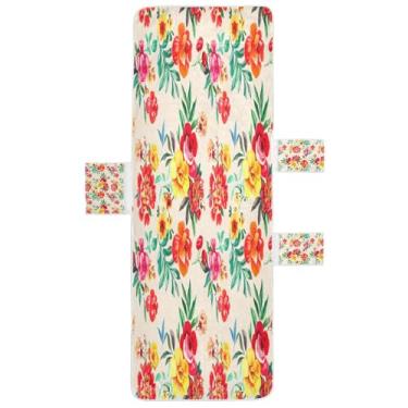 Imagem de STAYTOP Capa de toalha de espreguiçadeira macia de 215,9 cm x 76,2 cm, capa de cadeira de praia com bolsos para jardim ao ar livre, pátio, banhos de sol, gramado, aquarela, floral, colorido