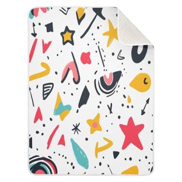 Imagem de Wassud Cobertor de bebê Star and Arrow Art para meninos e meninas, macio para bebês e recém-nascidos, cobertor aconchegante de algodão essencial para berçário, viagem, berço, carrinho 76 x 101 cm