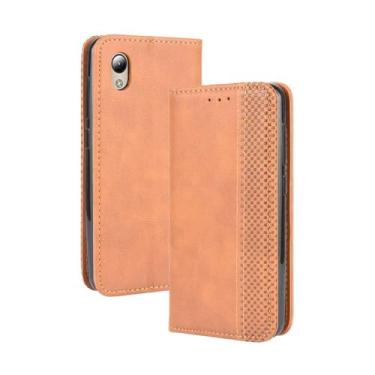 Imagem de Capa flip de couro para ZTE Blade A3 Lite,Flip magnético retro,Caso de telefone de couro PU,Design de carteira com 3 slots de cartão e 1 clipe de dinheiro -Brown