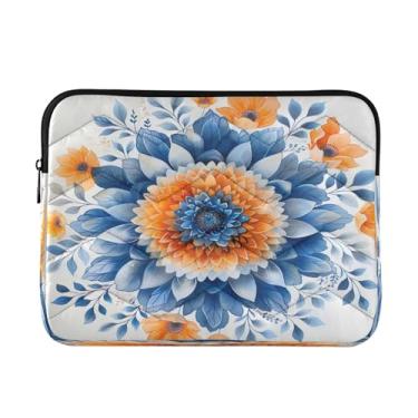 Imagem de Kigai Bolsa para laptop, flor mandala azul macia e resistente a impactos, capa para laptop, bolsa protetora para notebook de 13 a 14 polegadas