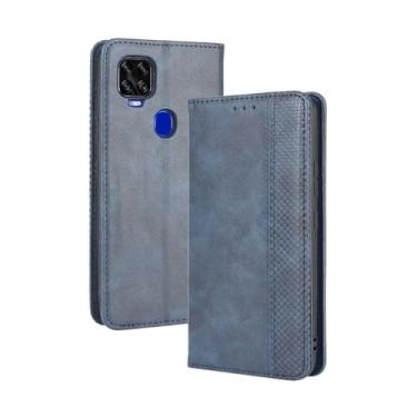 Imagem de Capa flip de couro para ZTE Axon 11 SE 5G,Flip magnético retro,Caso de telefone de couro PU,Design de carteira com 3 slots de cartão e 1 clipe de dinheiro -Blue