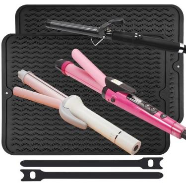 Imagem de Pacote com 2 tapetes Heat Mat SEEHOM para modeladores de cabelo resist