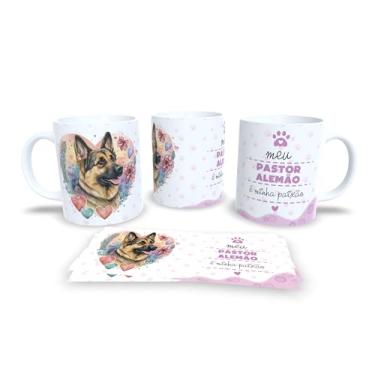 Imagem de Caneca de Cerâmica Beagle, Branca e Rosa, com Ilustração de Cachorro e Flores, Tema Pet, Design com Patinhas e Corações (13197)