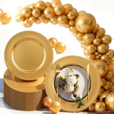 Imagem de PROY Conjunto de 179 placas carregadoras a granel, 50 peças de placas de carregamento de recife de ouro de 33 cm, 129 peças de balões metálicos de ouro, tamanhos diferentes, 46, 35, 25 cm, conjunto de