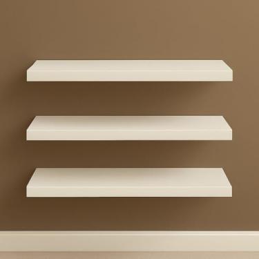 Imagem de Kit 3 Prateleiras 30cm MDF Luxo - Nichos para Sala, Cozinha, Quarto e Banheiro com Kit de Instalação Incluso(Branco)