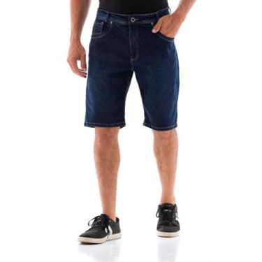 Imagem de Bermuda Jeans Masculina Arauto Confort Bordado, Azul escuro, 52