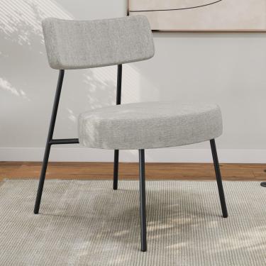 Imagem de Poltrona Decorativa Sala De Estar Kobe Estofada Com Encosto Linho Cinza - Desk Design Cor Cinza